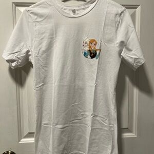 Disney White Short Sleeve Tee with Frozen Elsa & Anna Graphic